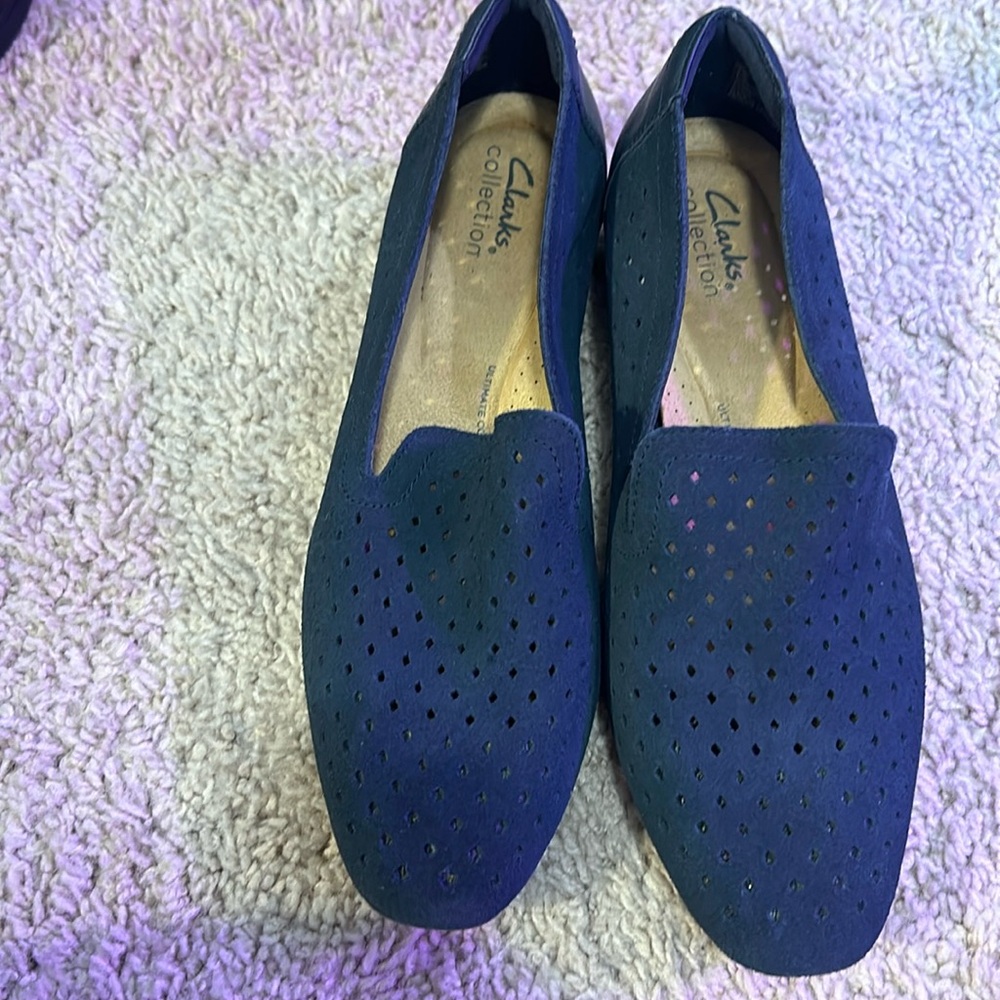 Clarks navy blue loafer